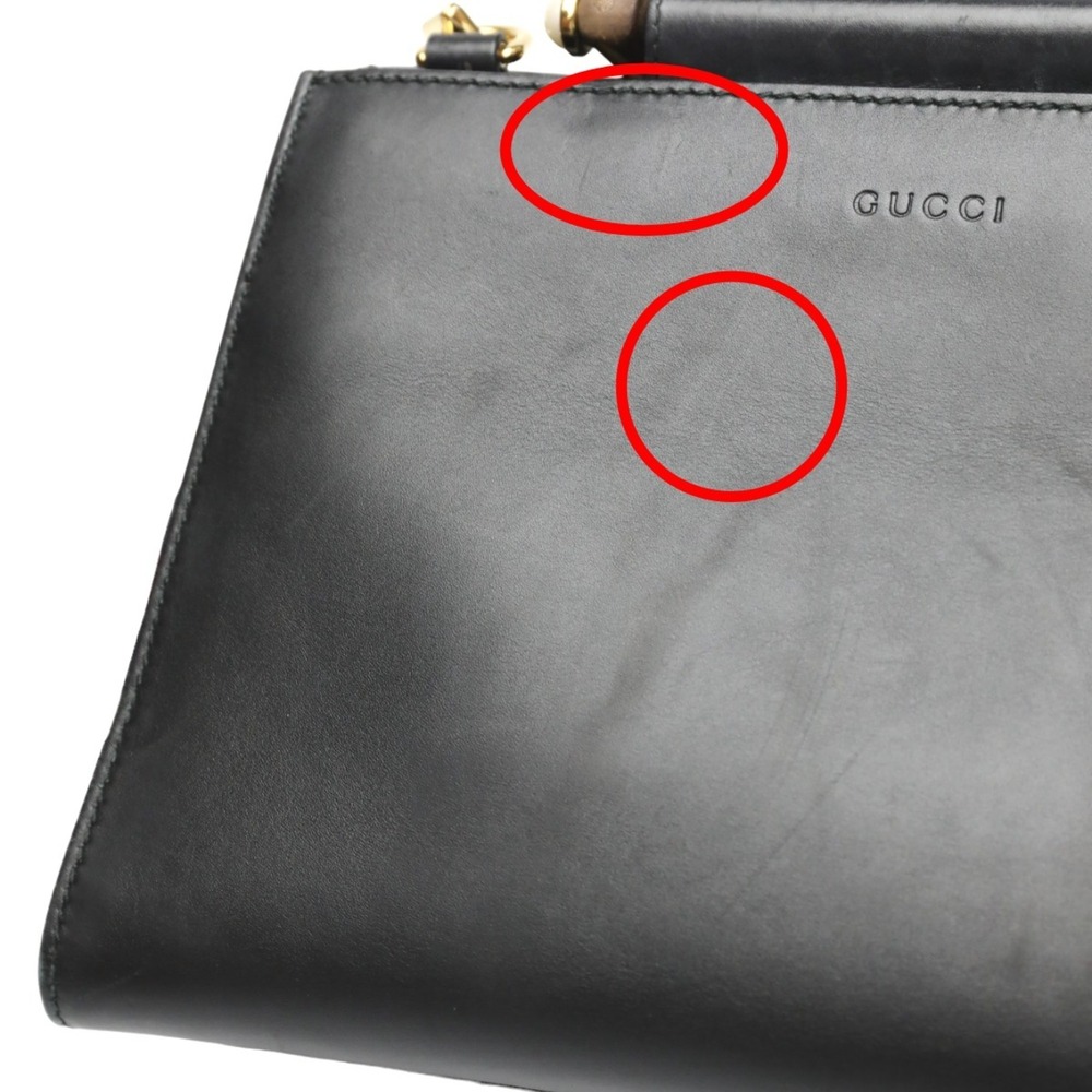 GUCCI Black Leather Bamboo Bag - Picture 14 of 16